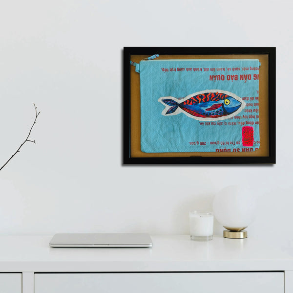 Tasche als Wandbild mit Fischmotiv