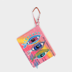 upcyceltes Täschchen mit Acryl bunt bemalt in rosa