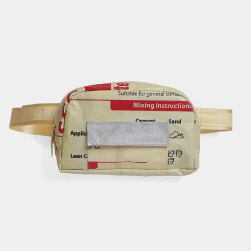 Handgefertigte Mini-Bauchtasche in Beige und Rot, wasserabweisend, nachhaltig