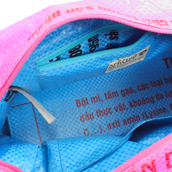 Cross Body Bag rosa blau innen