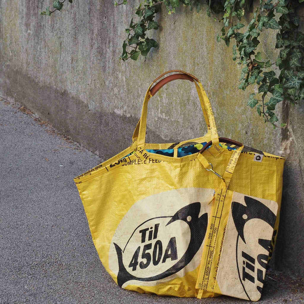 Upcycelter Shopper - Special Edition - in gelb im Set mit Bag-in-Bag