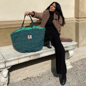 Recycelte Tasche Soulmate Tweed Grün Petrol