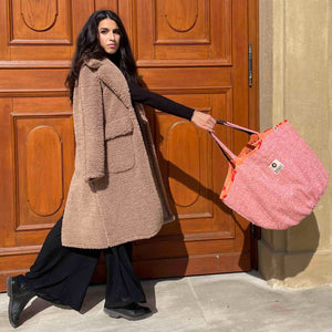 Nachhaltige Tasche in rosa peach aus Tweed
