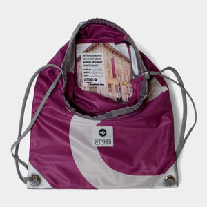 insided red backpack upcycling