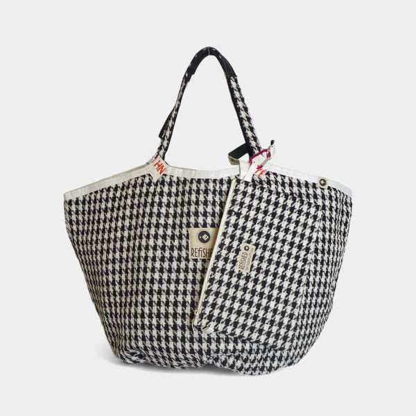 Upcycelte Tasche Soulmate tweed weiß schwarz mit Innentasche im Set