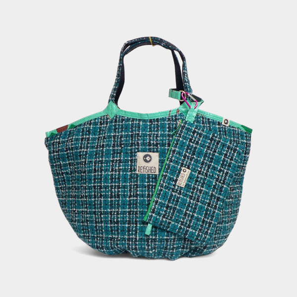 Recycelte Tasche Soulmate Tweed Grün Petrol Innentasche im Set