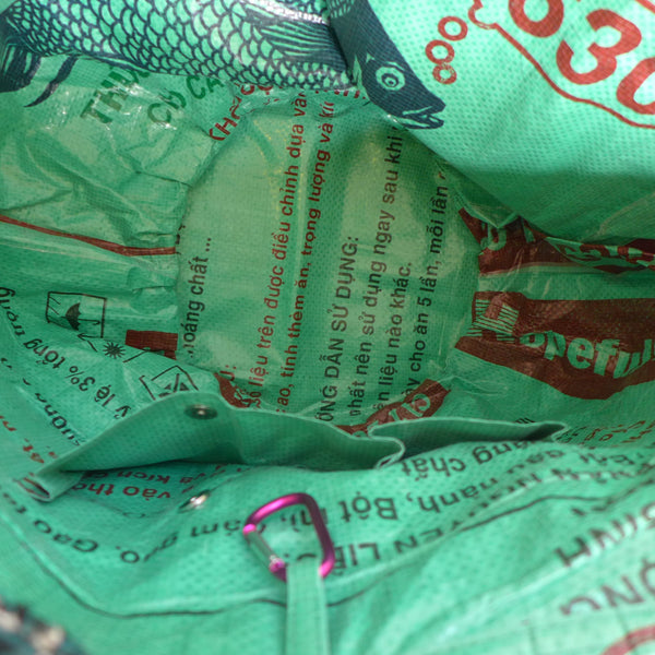 Recycelte Tasche Soulmate Tweed Grün Petrol mit Innenfach
