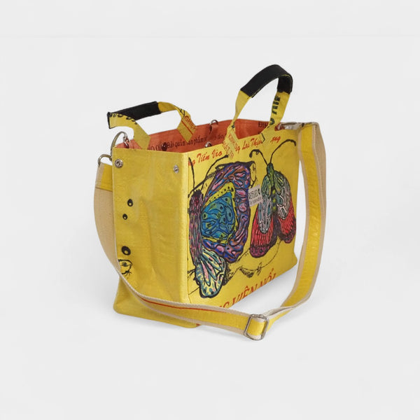 gelbe Isolde Bag, offen, innen orange