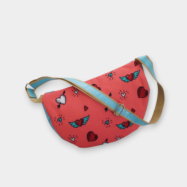 Rückseite der blauen Bauchtasche