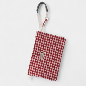 kleine Tasche - Bag-in-Bag - in rot-weißem Tweedstoff