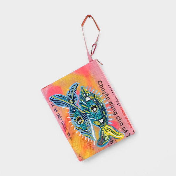 upcyceltes Täschchen mit Acryl bunt bemalt in rosa