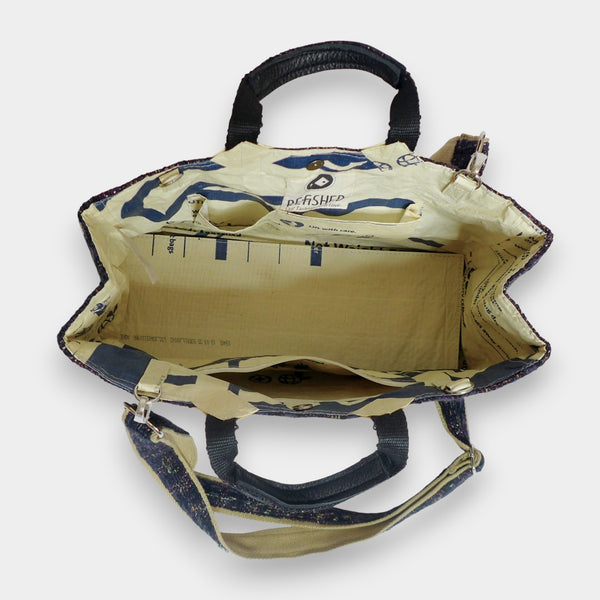 Isolde TWEED dunkelblau, innen beige-blau