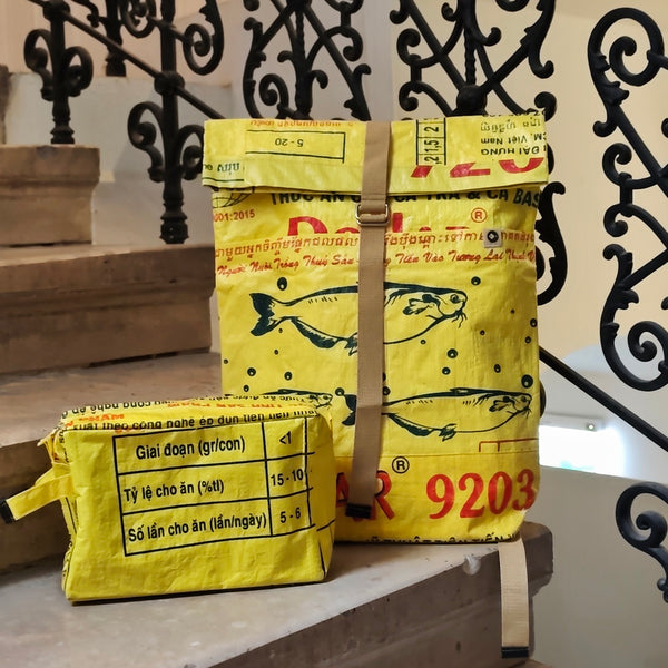 Rucksack gelb-dollar im Set mit Wash Me