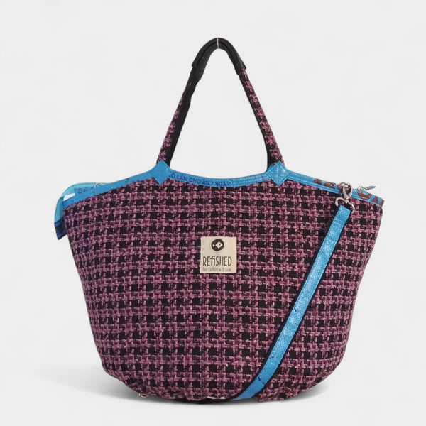 Soulmate ZIP TWEED in lila-schwarz-blau - sehr schicke, große Tasche