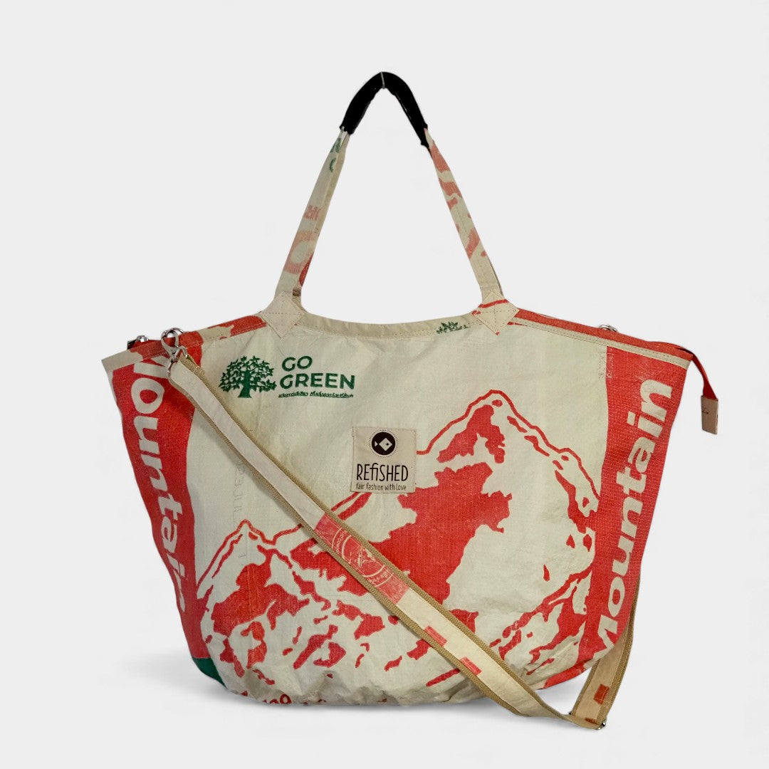 Soulmate ZIP mit Bergmotiv in beige-rot, langer Gurt