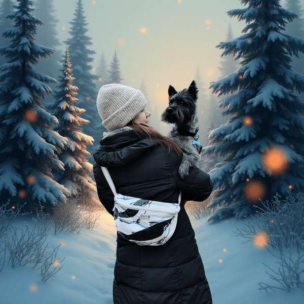 Bum Bag weiß, weihnachtliches Ambiente / background AI generated