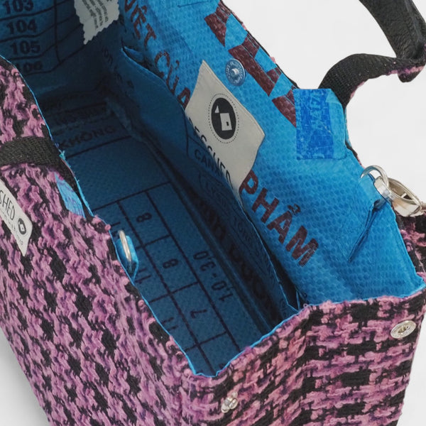 Isolde TWEED lila-schwarz - innen blau-aqua