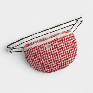 upcycelte Bauchtasche aus rot-weißem TWEED Stoff