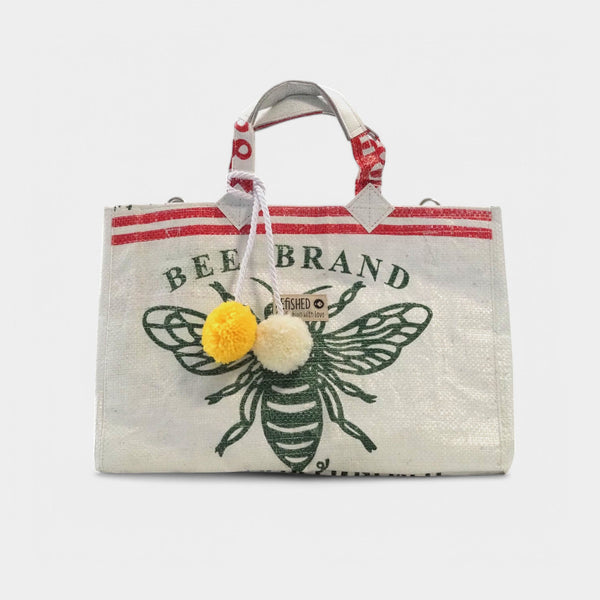 Tasche im Kelly Bag Stil mit Bienenmotiv und Bommeln