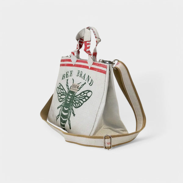 Tasche im Kelly Bag Stil mit Bienenmotiv, Seitenansicht