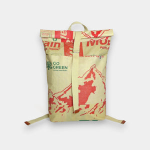  Nachhaltiger Rucksack in beige-grün-rot
