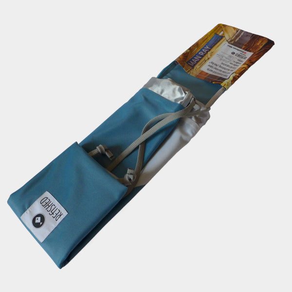 upcycling backpack folded sof material blue