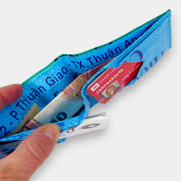 Refished Mini-Geldtasche innerhalb in blau