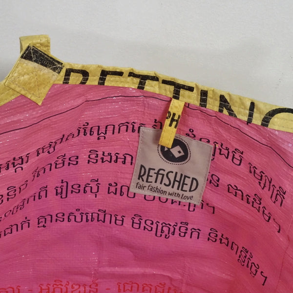 gelbe Badetasche - innen pink