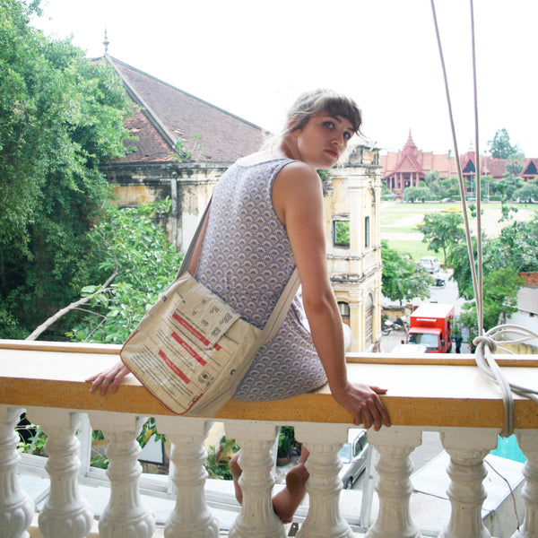 Umweltfreundliche Tasche in beige made in Kambodscha